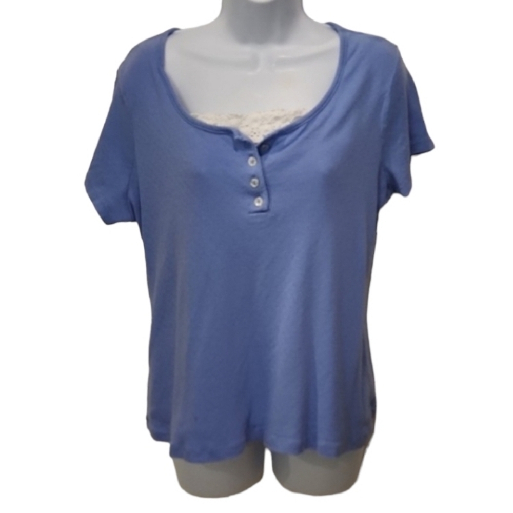 White Stag Periwinkle Lace Peekaboo Top
